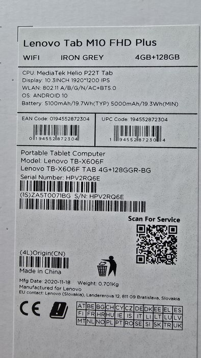 Tableta LENOVO M10 FHD PLUS ca nou, 4GB+128GB nu iphone,ipod,samsung,h