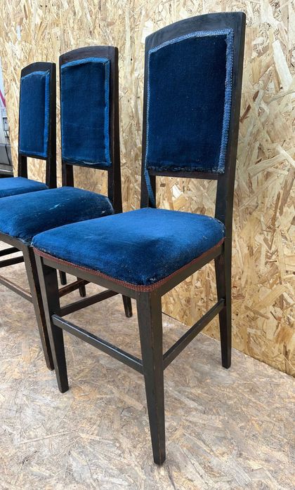 Set 3 Scaune Vintage cu Sezut si spatar tapitat; Scaun din lemn