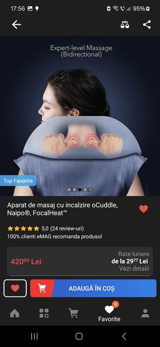 Aparat de masaj cu incalzire oCuddle, Naipo®, FocalHeat