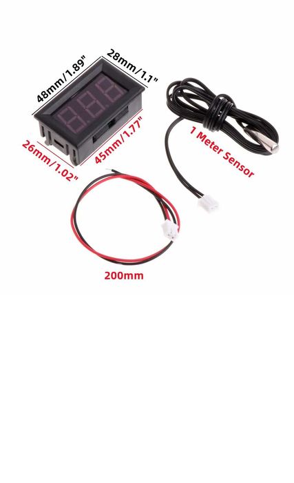 Termometru Digital de panou cu fir si sonda DC12 V Verde/Albastru/Rosu