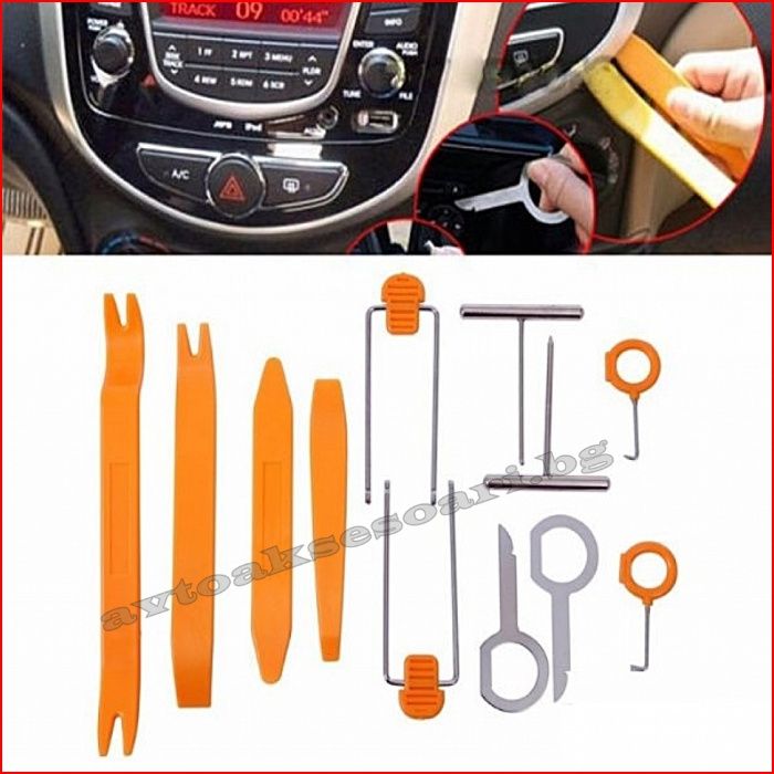 Комплект инструменти за демонтаж на авто радио, кори на врати и табло