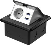 Водоустойчив прибиращ се контакт с 2 x USB за маса или работен плот