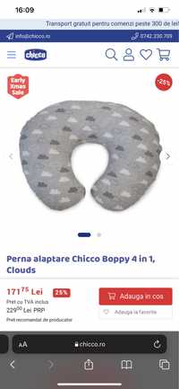 Perna de alaptat Chicco Boppy 4 in 1, Clouds