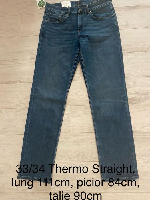 Blugi barbati 33/34 Thermo Straight, noi