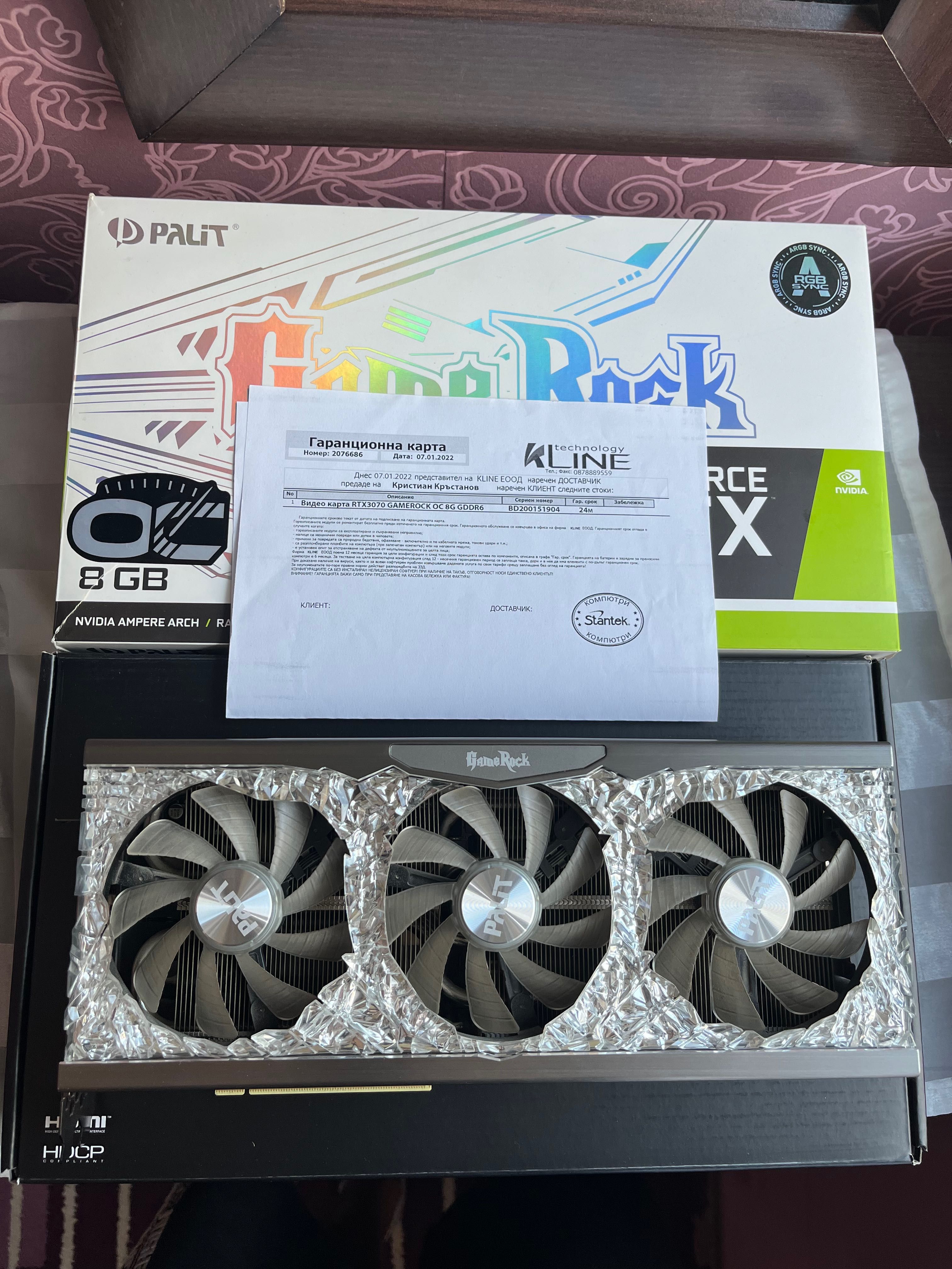Видеокарта Palit RTX3070 8GB GDDR6 GameRock OC
