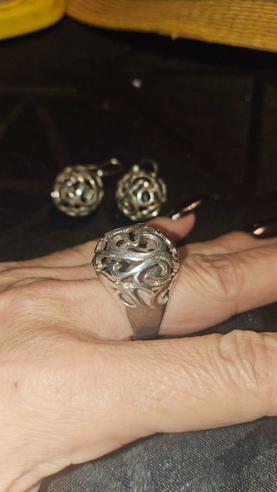 Сребърен масивен комплект 925 ръчна изработка