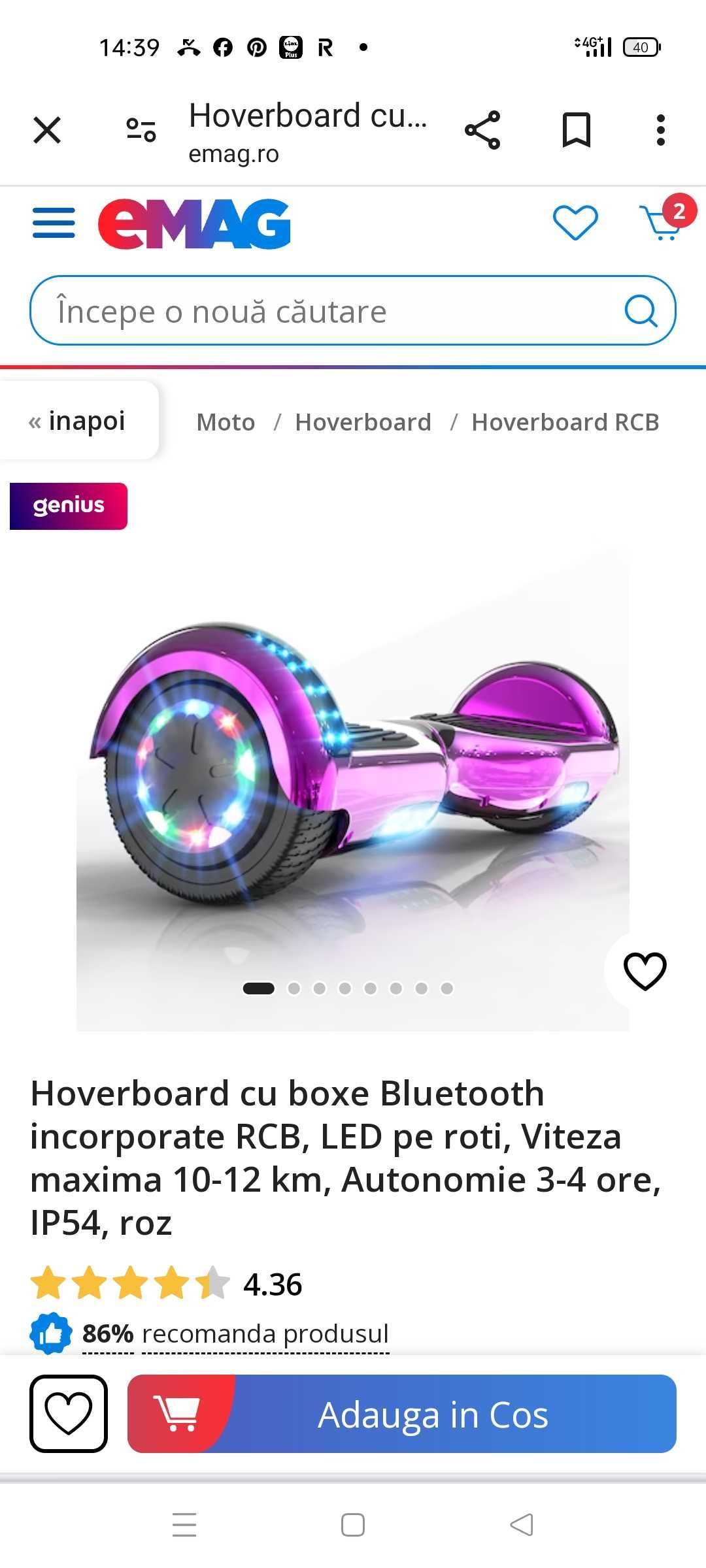 Hoverboard cu boxe si bluethoot