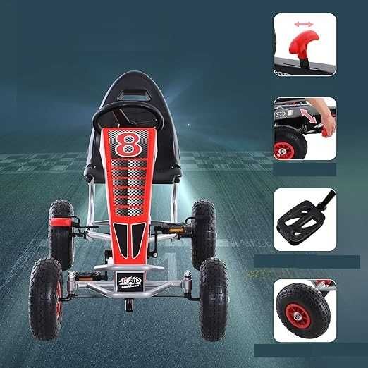 Kart cu pedale, Kinderauto F8-3, roti Gonflabile 6 inch RED