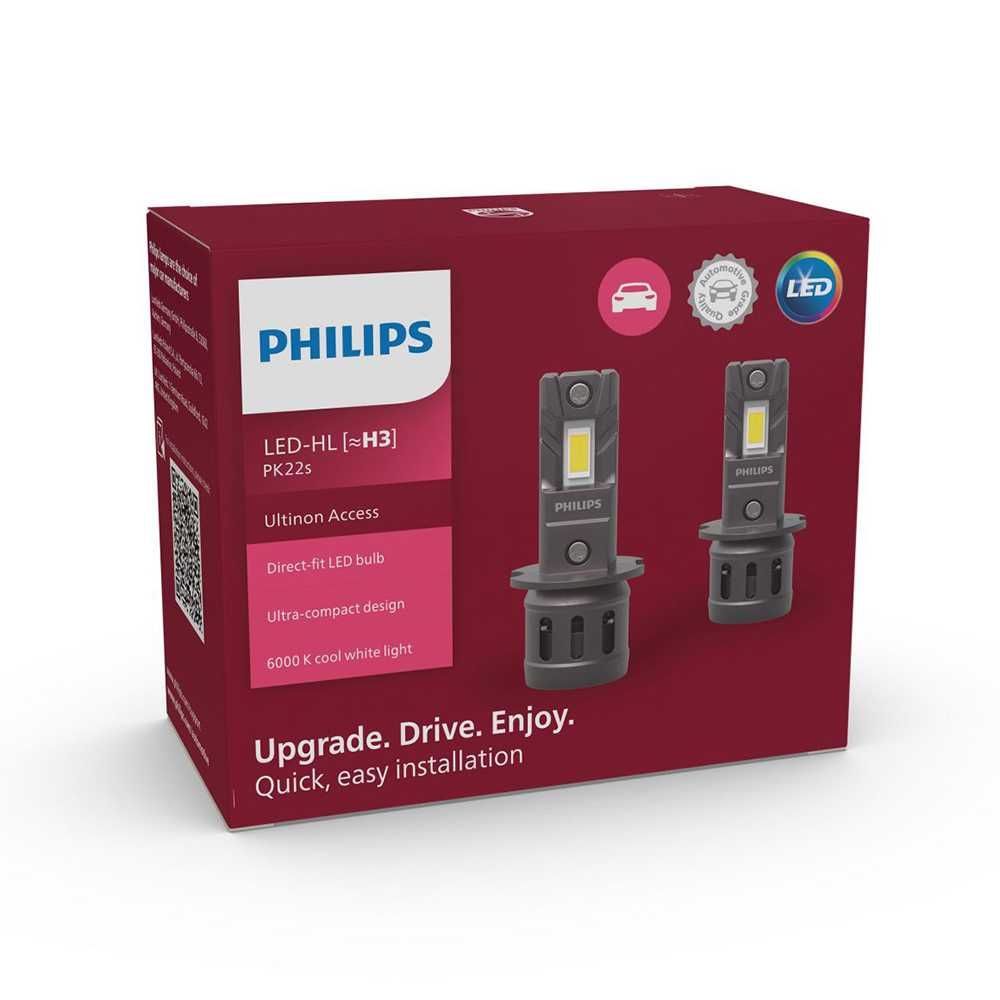 LED крушки предни фарове H3, Philips Ultinon Access 2500, 12V 20W