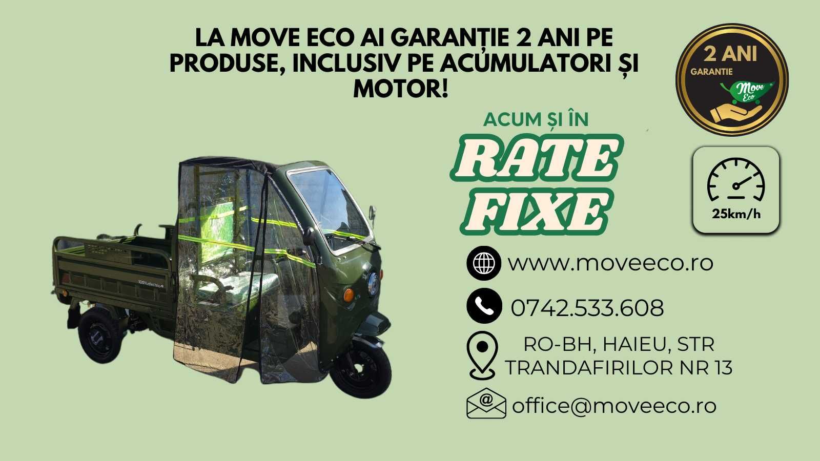 Triciclu electric adulti 60V-45Ah omologat Move-Eco - Cabina Optional