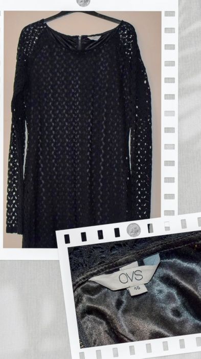 Черна  рокля-памучна дантела, с подплата