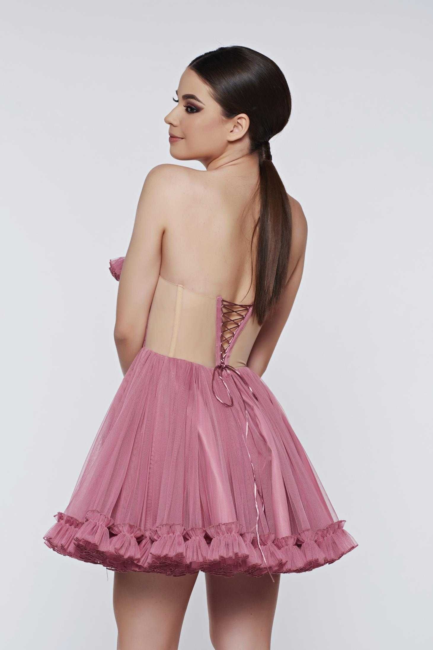 Rochie Ana Radu tip corset roz pudra
