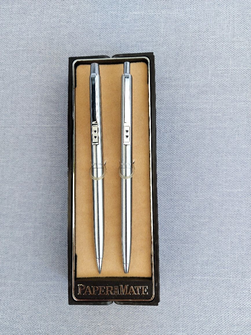 Set de pix și creioane de 0,9 mm Vintage Paper Mate Silver