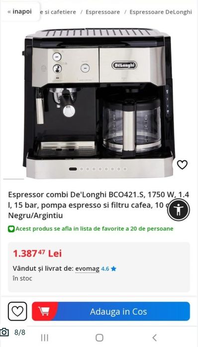Espressor Comby De'longhi.