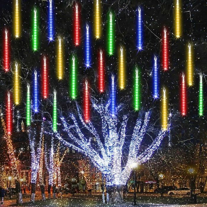 външни коледни лампички падащ сняг 50см 3м 8бр. пурички многоцветни