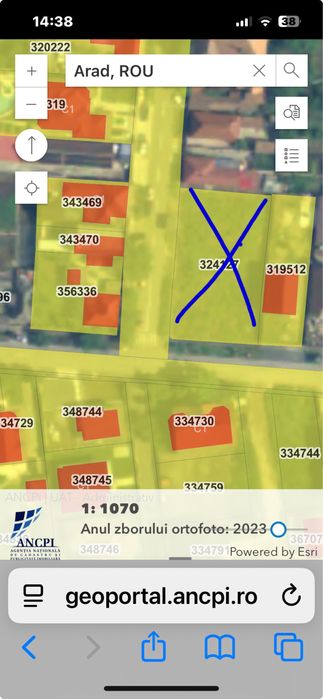 Vand teren 1068 mp Bujac pe colt 42 ml front stradal
