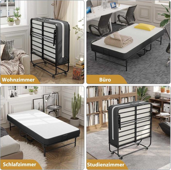 Сгъваемо легло 90x200 см с матрак от пяна с дебелина 10 см