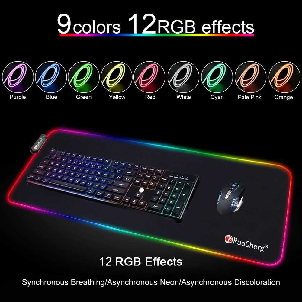 RuoCherg RGB игрална подложка за мишка 80x30,противоплъзгаща,водоустой