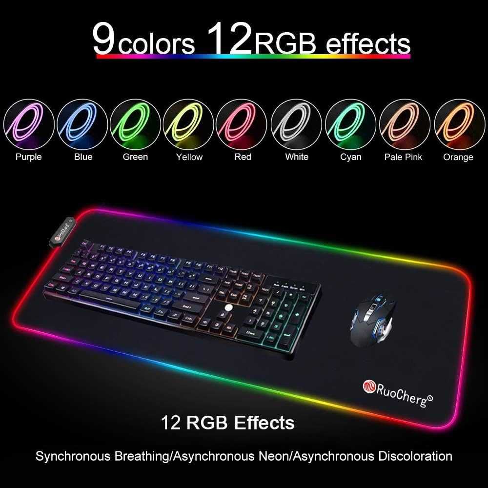 RuoCherg RGB игрална подложка за мишка 80x30,противоплъзгаща,водоустой