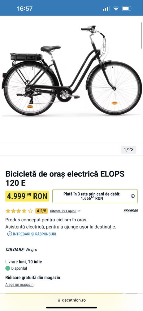 Bicicleta electrica NOUA ELOPS 120 E vand urgent