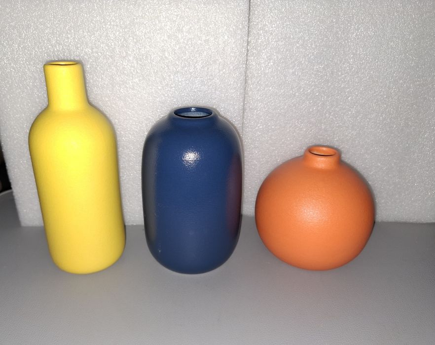 Set de 3 Vaze Ceramice de mici dimensiuni, Rustice, still Morandi
