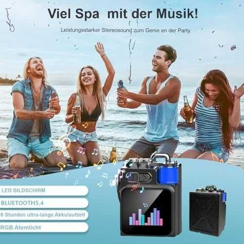 Нов Преносим Bluetooth говорител с тъч скрийн и RGB светлини Колонка