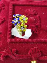 Inel aur 18k flori diamante naturale