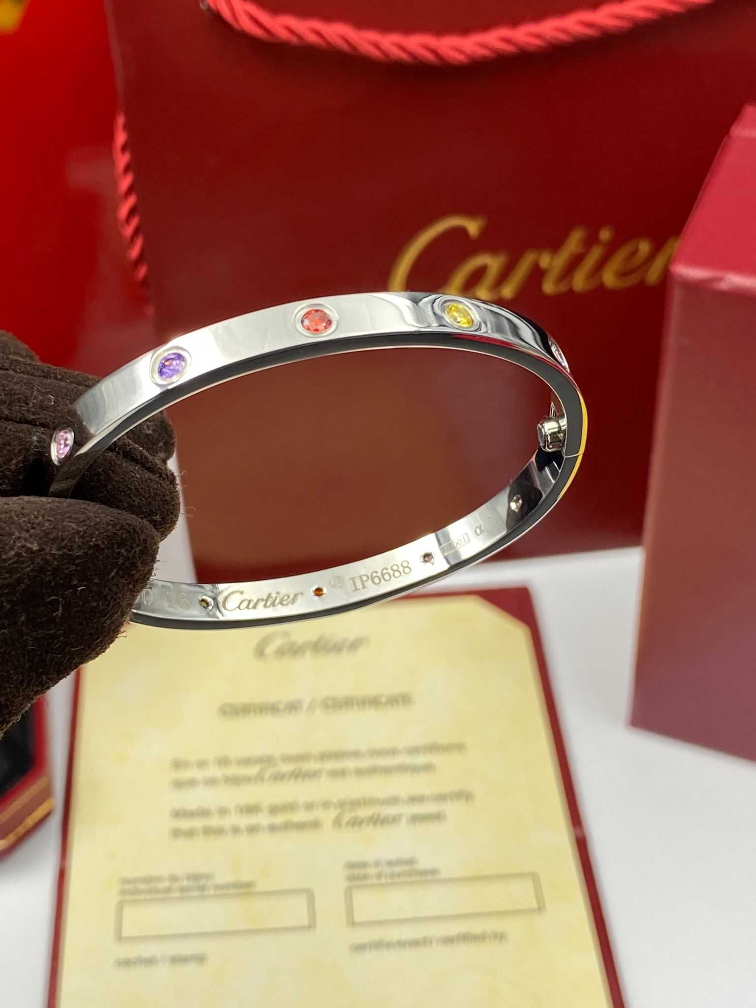 Brățară Cartier LOVE din aur alb 750 cu 10 diamante