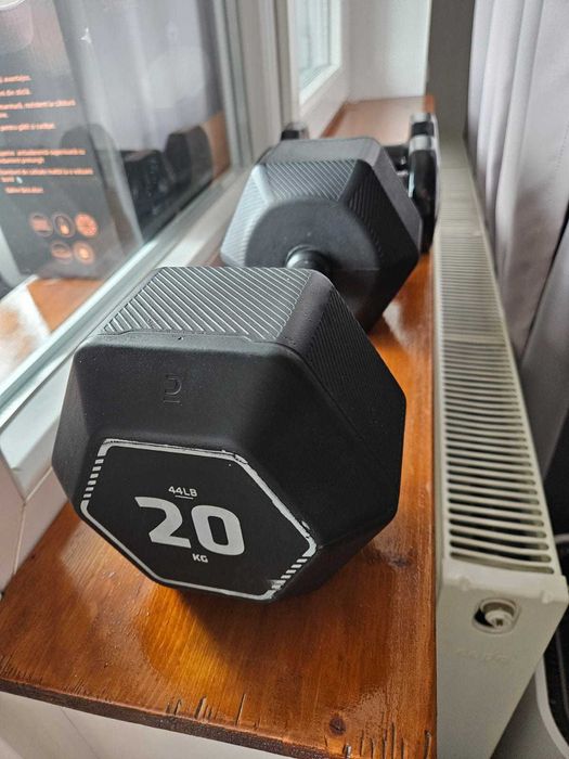 Ganteră DECATHLO HEX DUMBBELL Cross-training din fontă reciclată 20 kg
