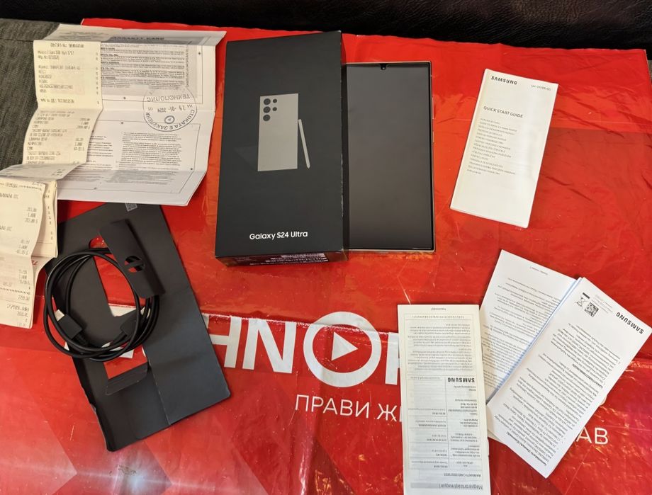 КАТО НОВ 512GB Samsung S24 Ultra Технополис Гаранция 2026 Gray | Сив