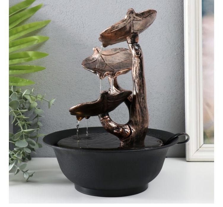 Водяной шар Фонтан настольный от сети Бронзовые лотосы