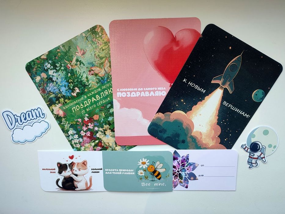 Оптовая продажа открыток, фирменных наклеек и визиток!