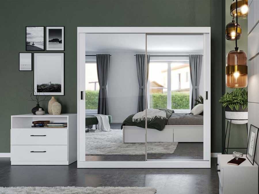 Set Dormitor Nordis Alb C11 cu oglinda - Transport Gratuit