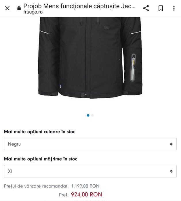 Jacheta, geacă, ProJob,neagra, nouă cu eticheta