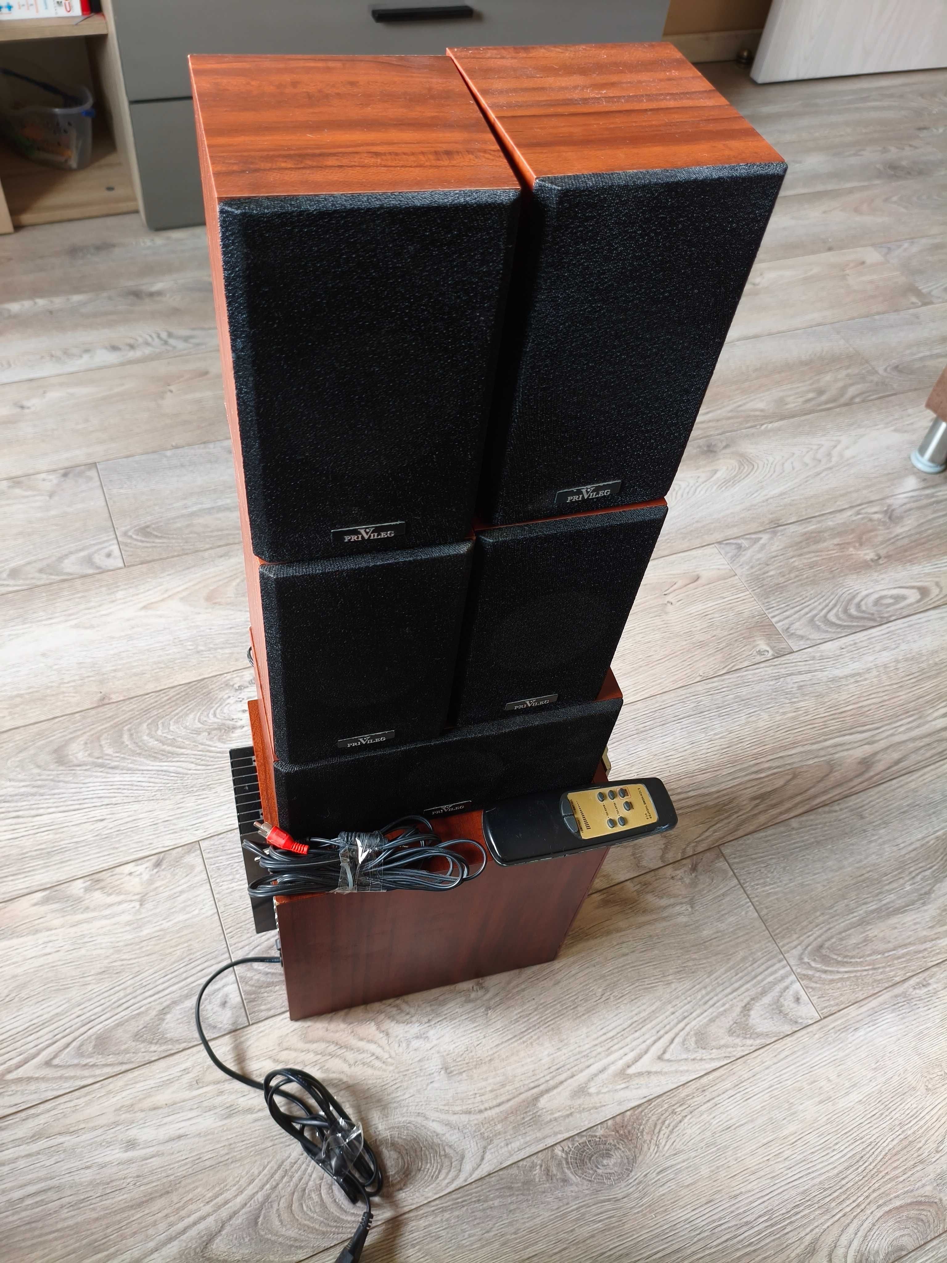 Тонколони 5.1 Privileg A-9505, 5.1, 65W, 3.5 mm jack, имитация дърво