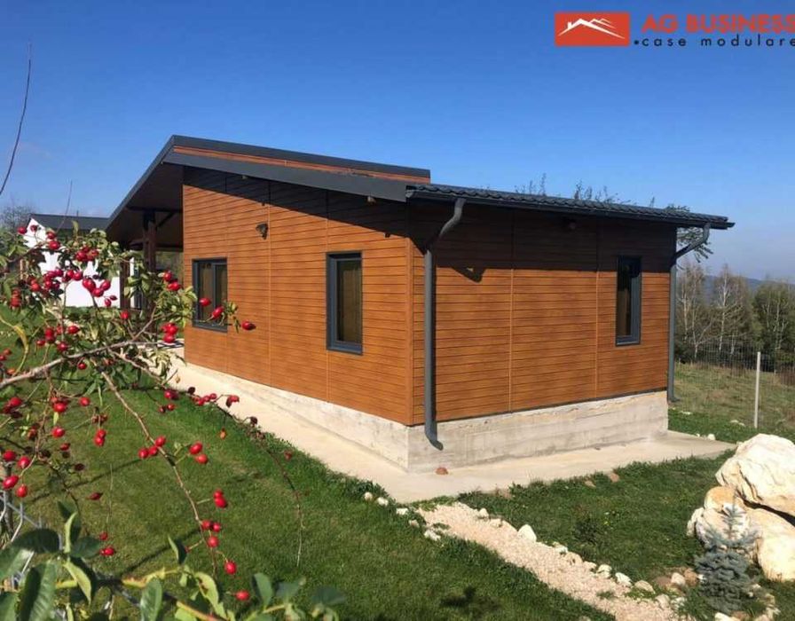 Case modulare moderne pe structura metalica, cabane tip A la cheie