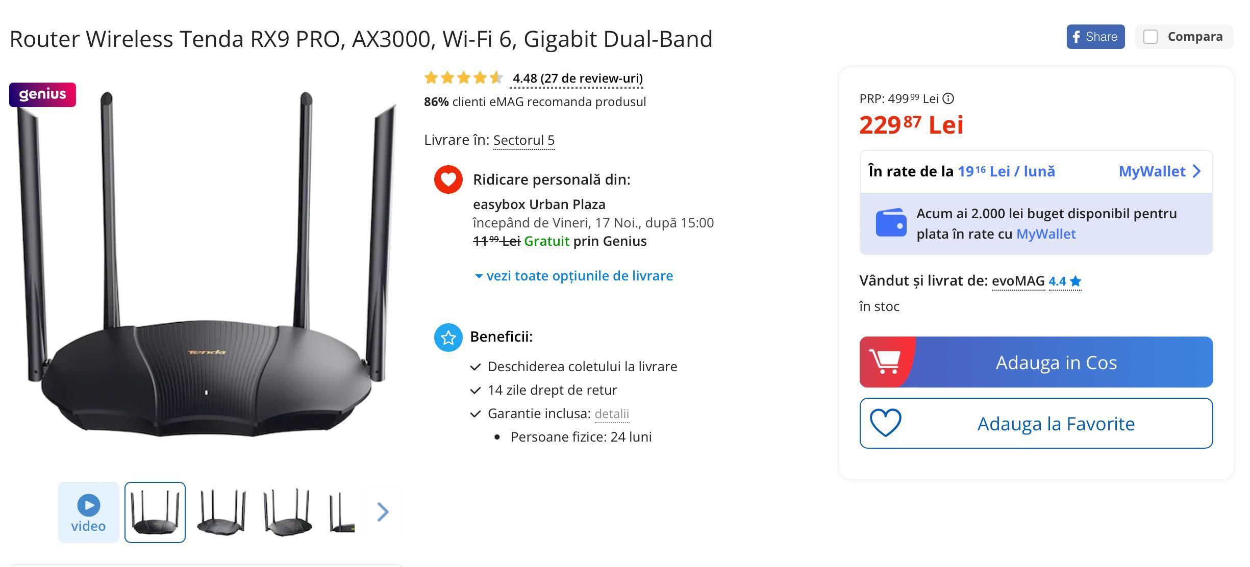 Router wireless Tenda AC19 AC2100 si Tenda RX9 PRO AX3000