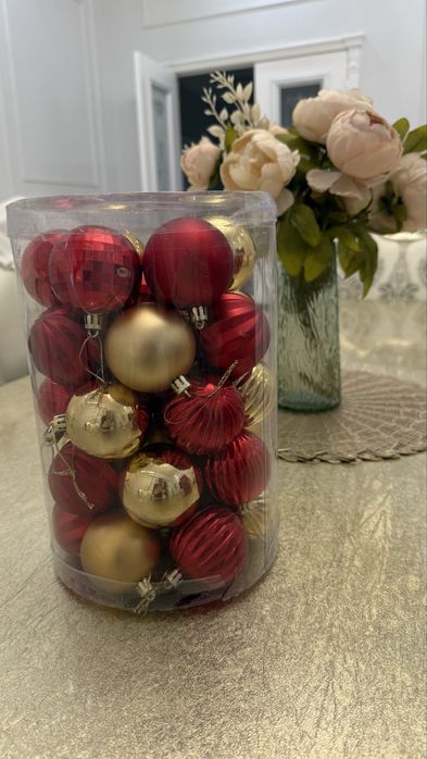 Новогодние игрушки 34 шт золотистый и красный