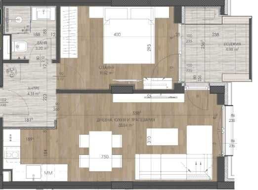 Двустаен апартамент в Harmony Residence в кв. Полигона 2026г.
