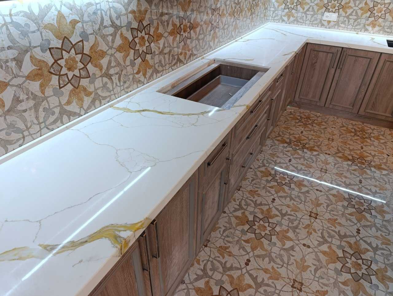 Столешницы искусственный Камень для кухни -Акрил, Кварц Куйма тош ONYX