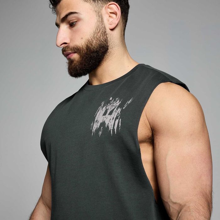 Мъжки потник - черeн с избелен ефект от органичен памук