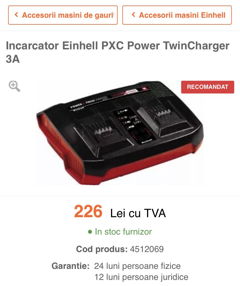 Einhell Incarcator acumulatori Power-X-Twincharger 3A, transport Cadou