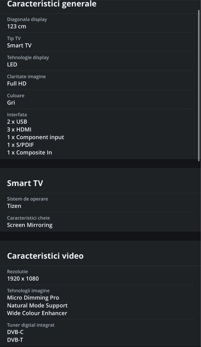 Vand  smart tv samsung 123 cm