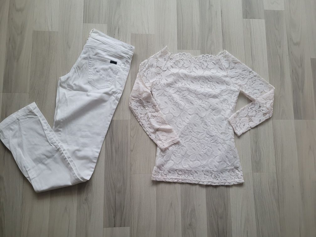 Blugi marime S+bluza alba