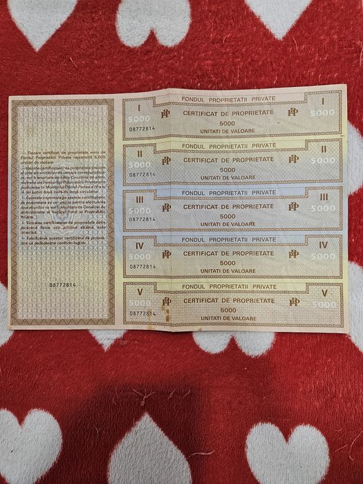 Carnet cu certificate de proprietate ani  90