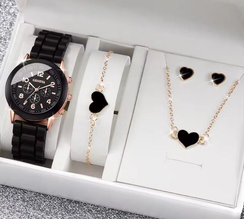 Модерен кварцов часовник Geneva със силиконова каишка за жени