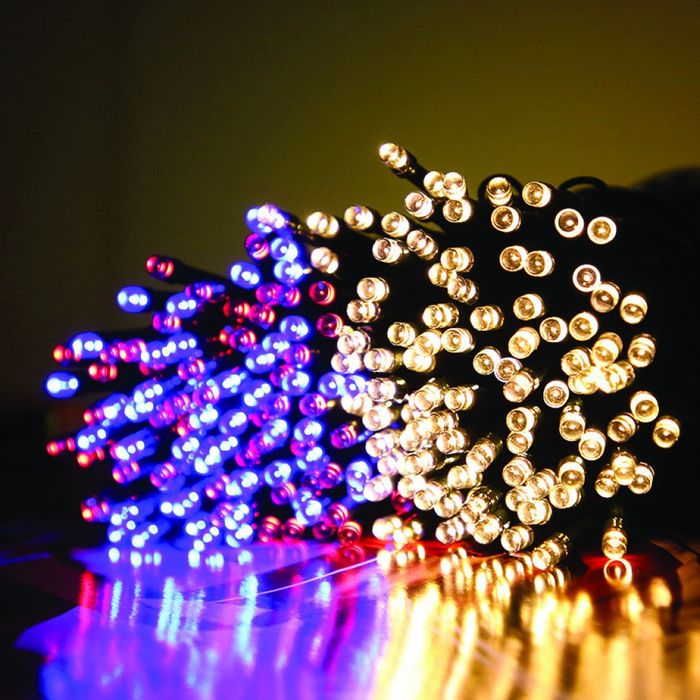 Соларни коледни лампички 12 метра , 100 лампи  5 програми , 4 цвята по