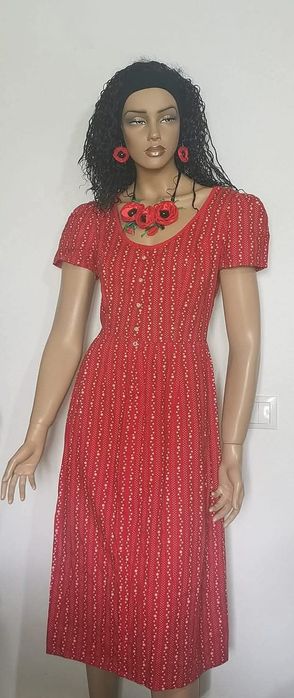 Rochie vintage rosie "Mac de camp" (Klatschmohn)