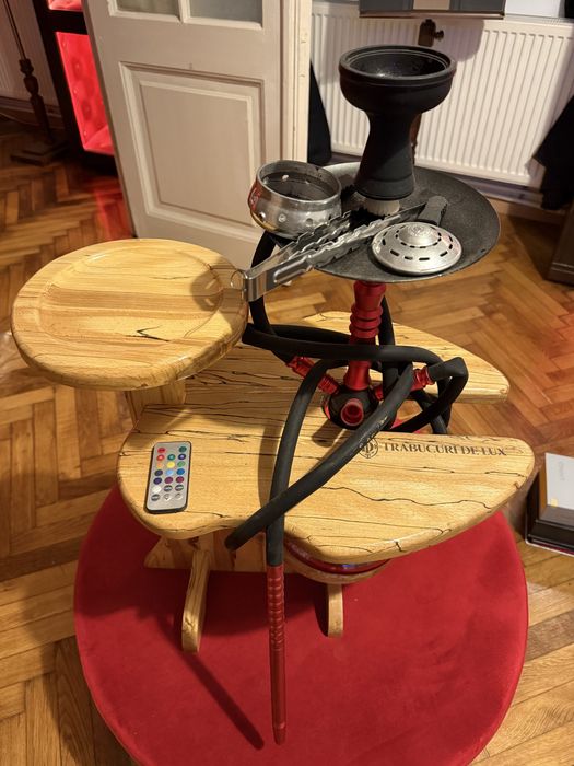 Masă profesională narghilea cu suport scrumieră și lumină Led