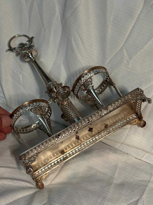 OLIVIERA ARGINT 800 - Cruet Set + Crystal - Sec. XIX - Empire Style